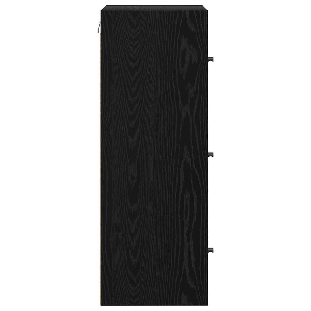 Veggskap Veggmontert Svart Eik 35 x 37 x 102 cm Konstruert tre