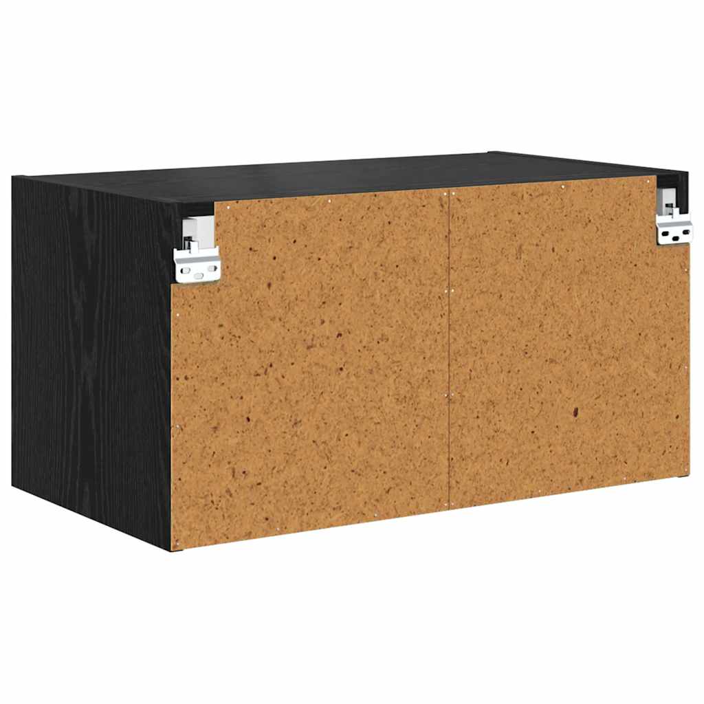 Veggskap Veggmontert Svart Eik 68 x 37 x 35 cm Konstruert tre