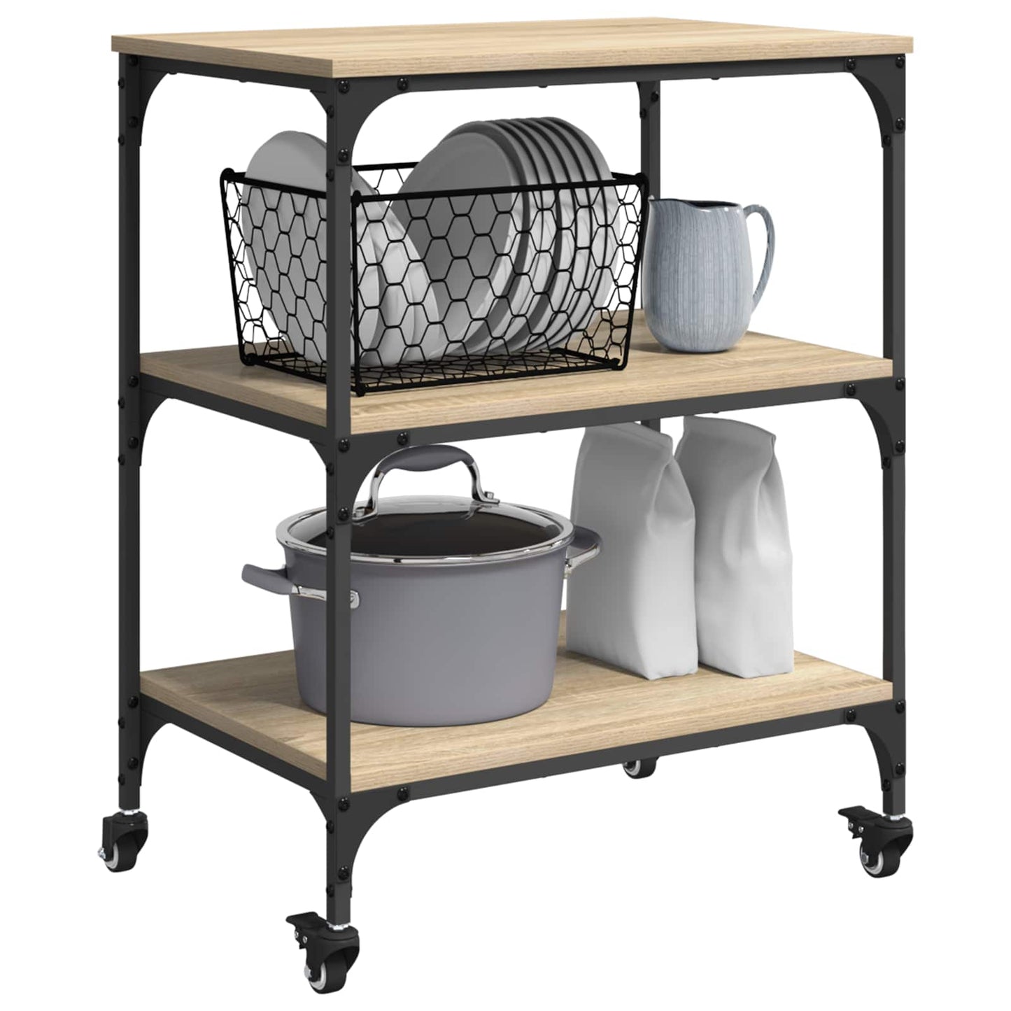 Kjøkkenvogn Sonoma eik 60 x 41 x 76 cm Konstruert tre