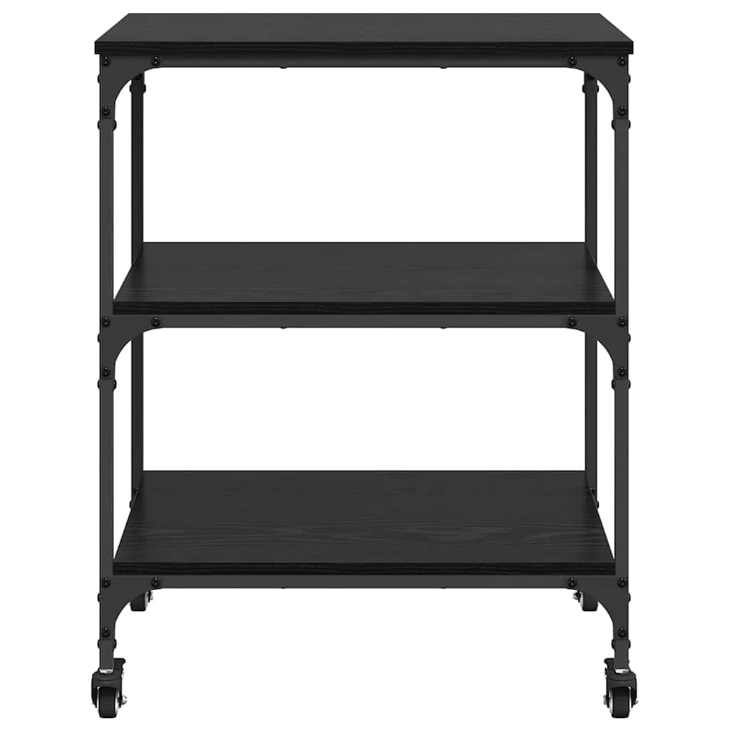 Kjøkkenvogn Svart Eik 60 x 41 x 76 cm Konstruert tre