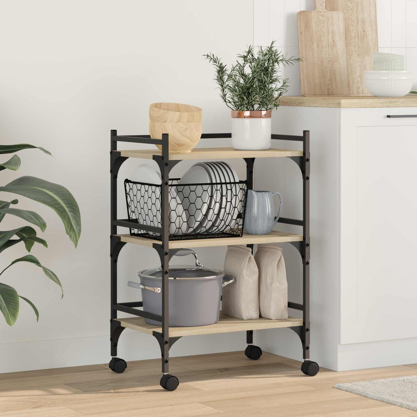 Kjøkkenvogn Sonoma eik 50 x 35 x 75,5 cm Konstruert tre