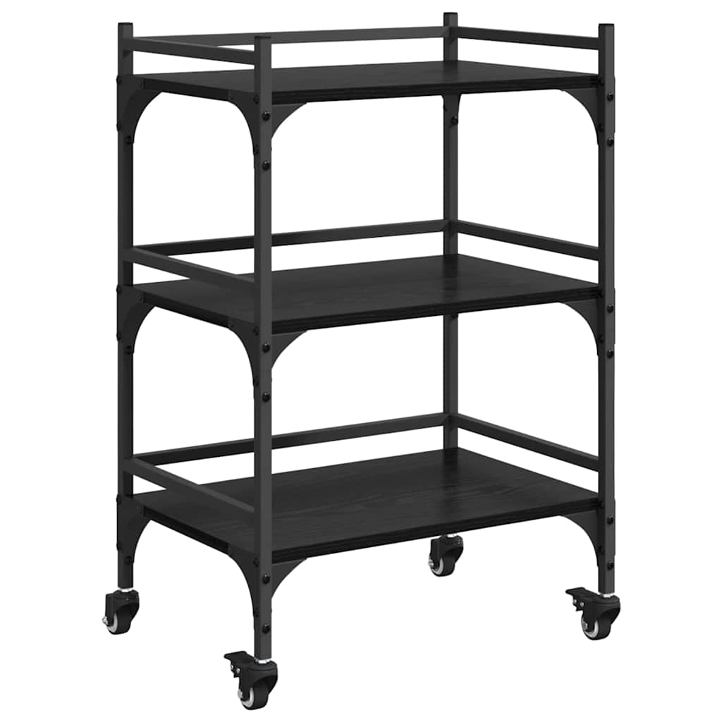 Kjøkkenvogn Svart Eik 50 x 35 x 75.5 cm Konstruert tre