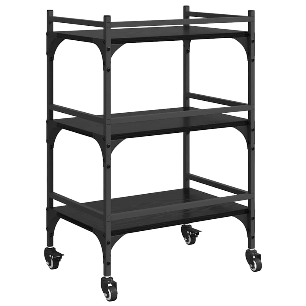 Kjøkkenvogn Svart Eik 50 x 35 x 75.5 cm Konstruert tre