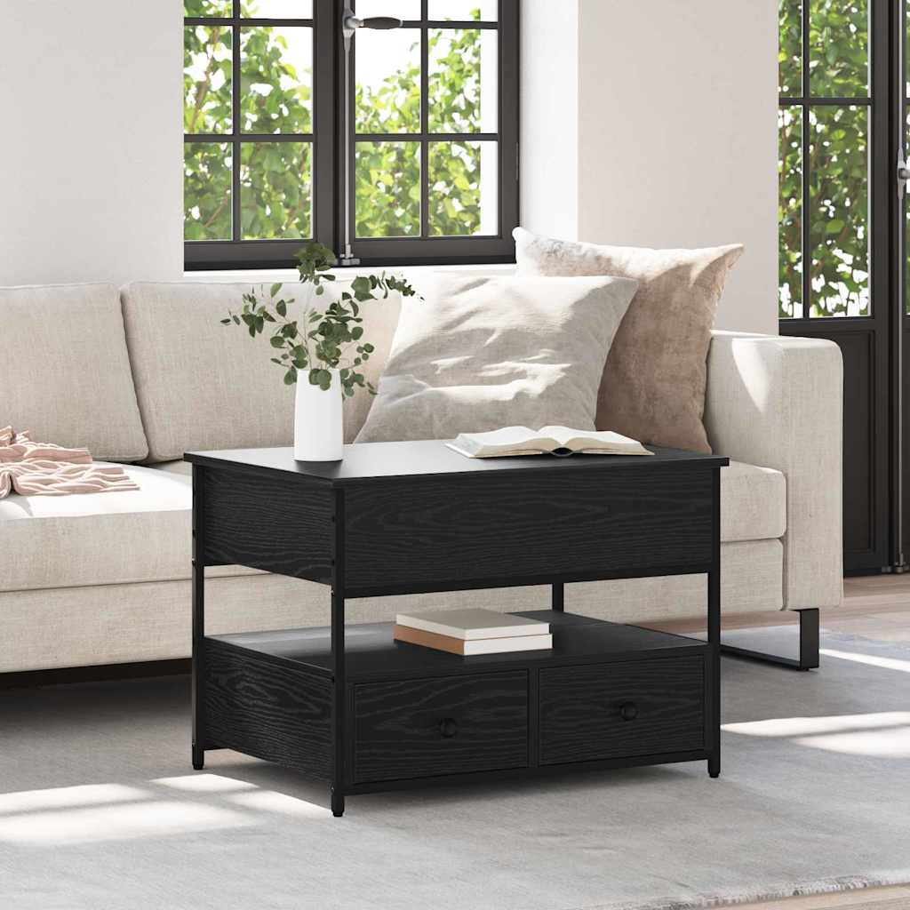 Kaffebord med skuff Svart Eik 70 x 50 x 54.5 cm Konstruert tre