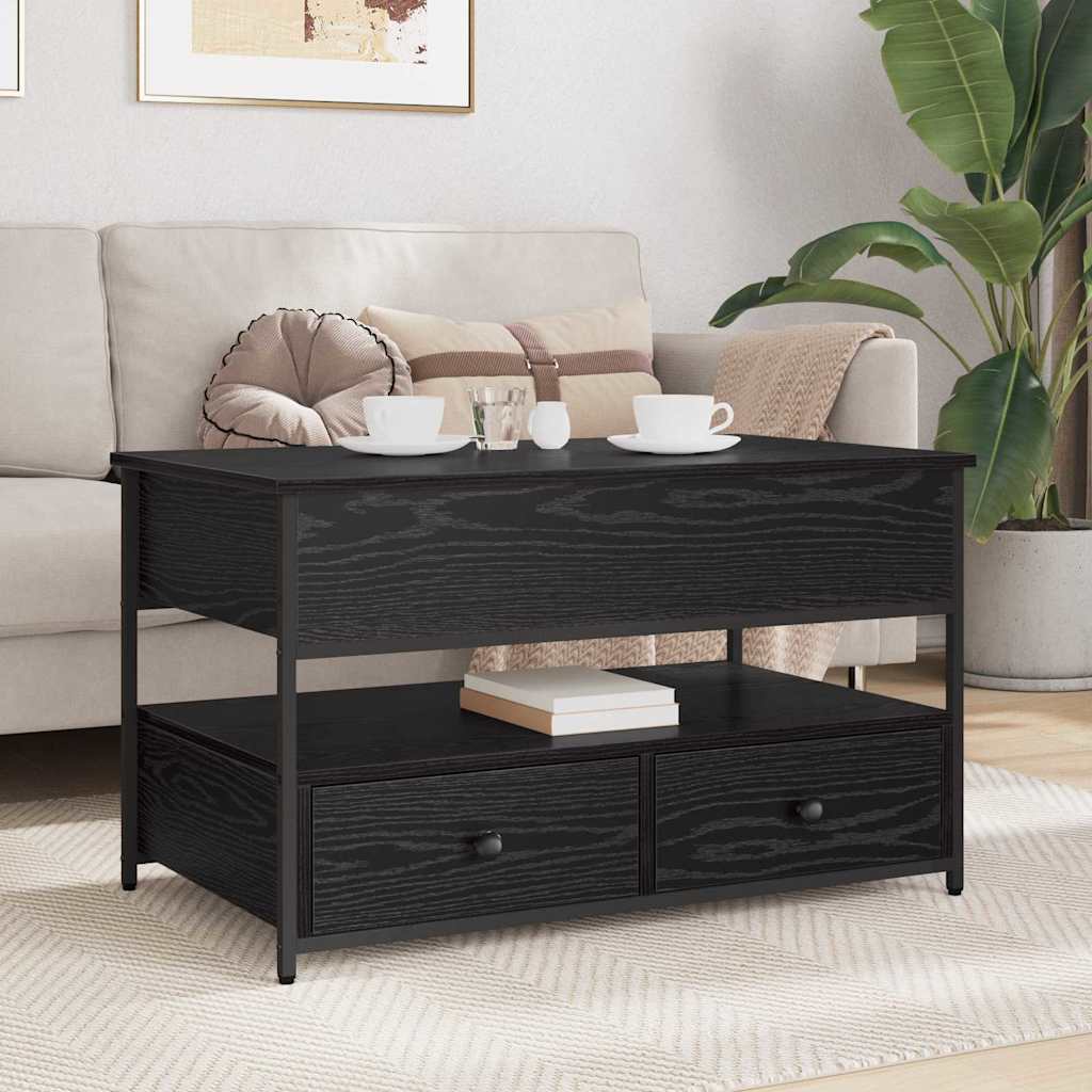 Kaffebord med skuff Svart Eik 85 x 50 x 50 cm Konstruert tre