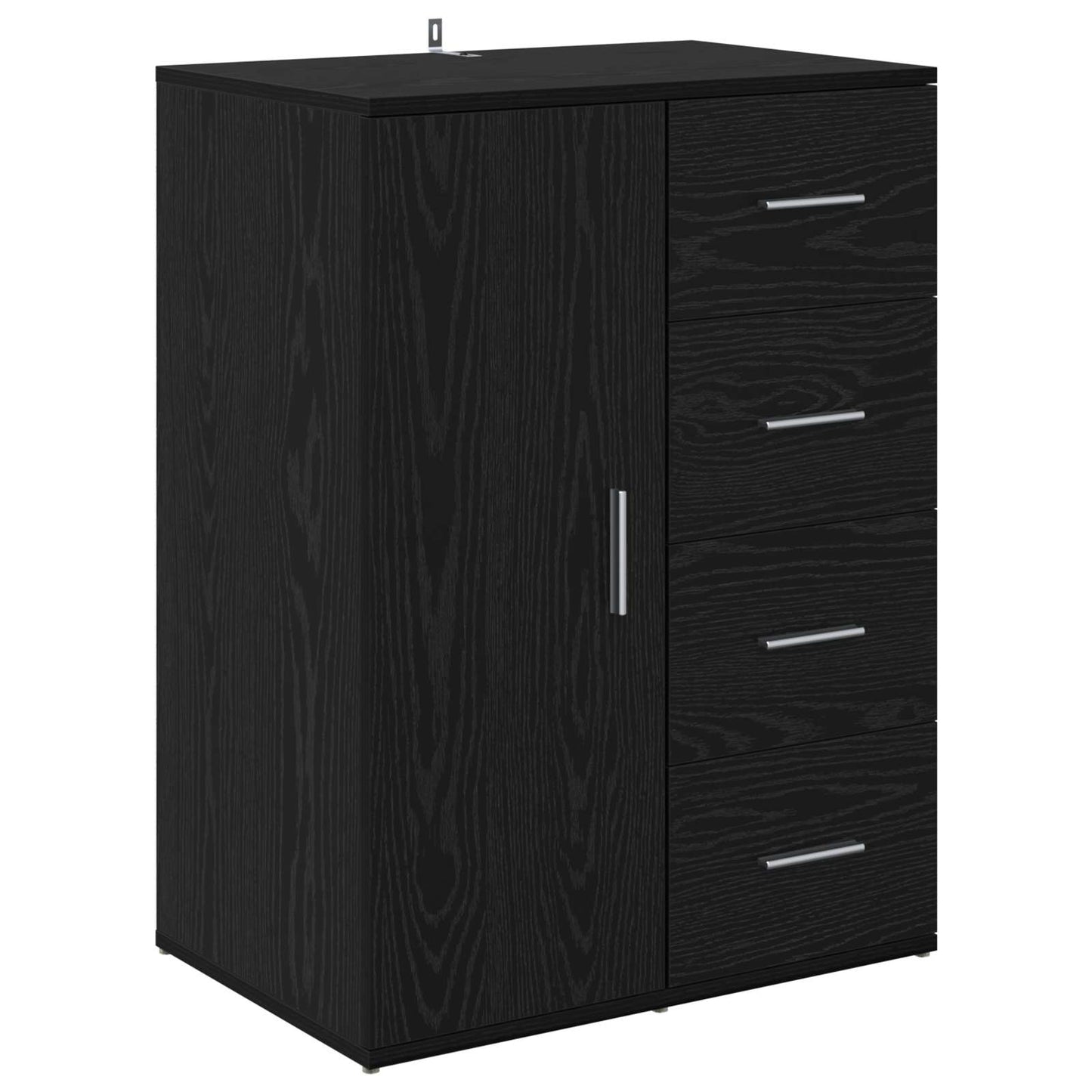 Serviesskap med skuff Svart Eik 59 x 39 x 80 cm Konstruert tre