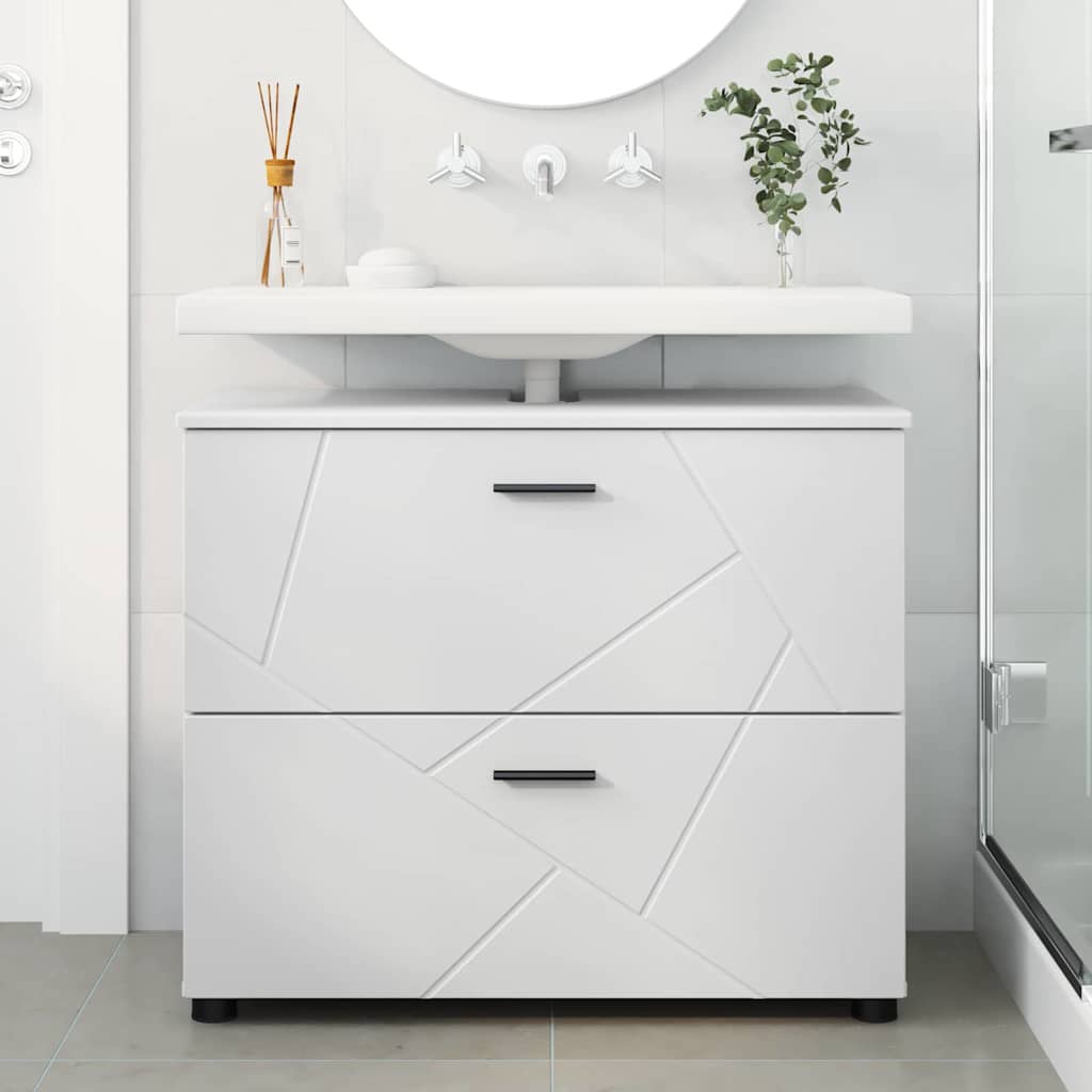 Baderomsskap Hvit 76,5 x 35 x 64 cm Konstruert tre & Metall