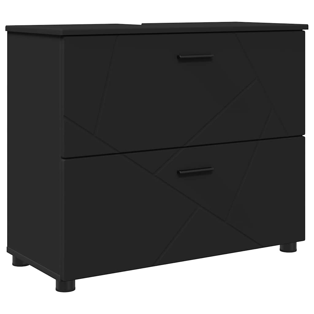 Baderomsskap Svart 76,5 x 35 x 64 cm Konstruert tre & Metall