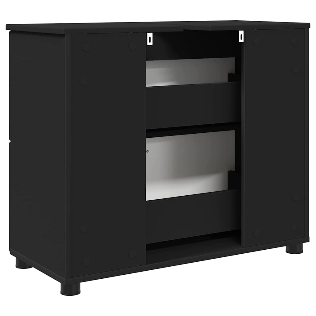 Baderomsskap Svart 76,5 x 35 x 64 cm Konstruert tre & Metall