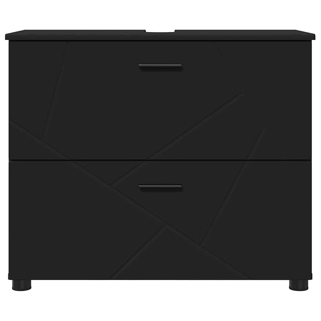 Baderomsskap Svart 76,5 x 35 x 64 cm Konstruert tre & Metall