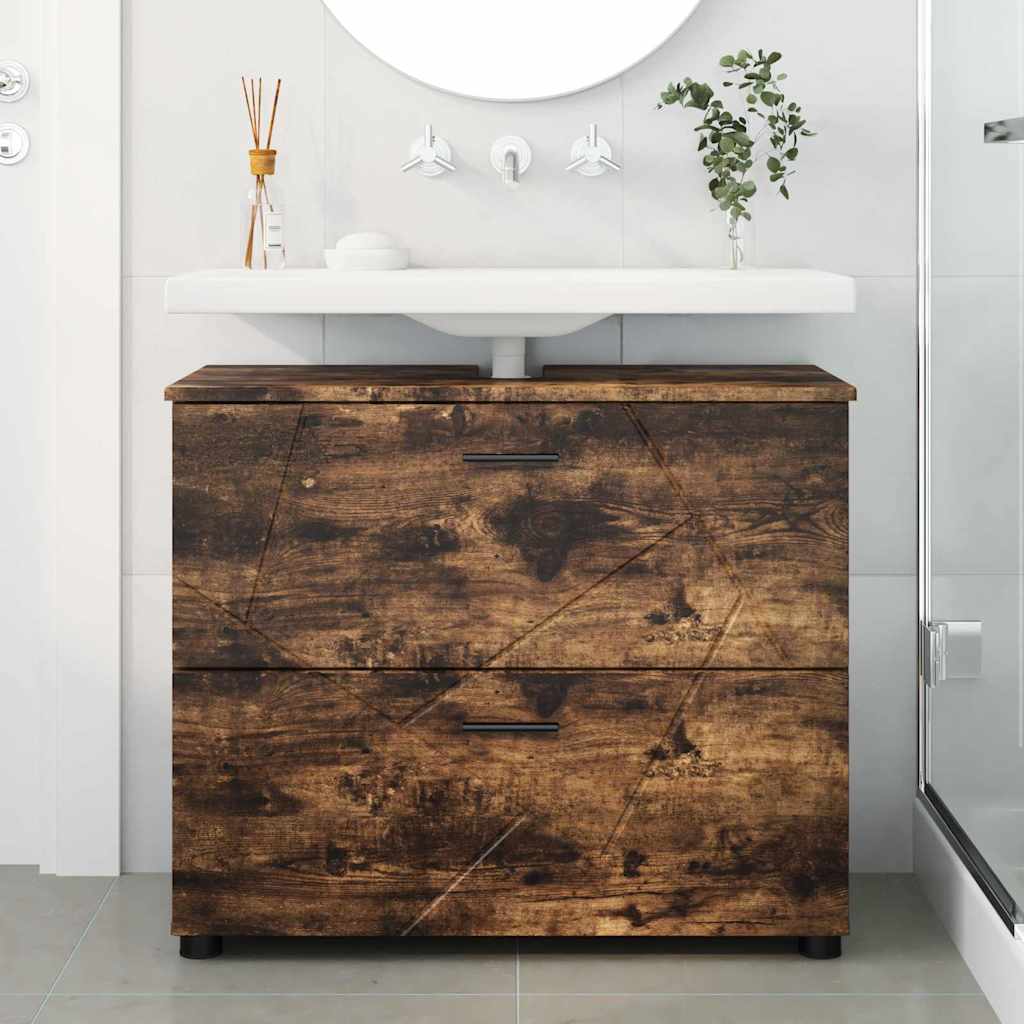 Baderomsskap Røkt eik 76,5 x 35 x 64 cm Konstruert tre & Metall