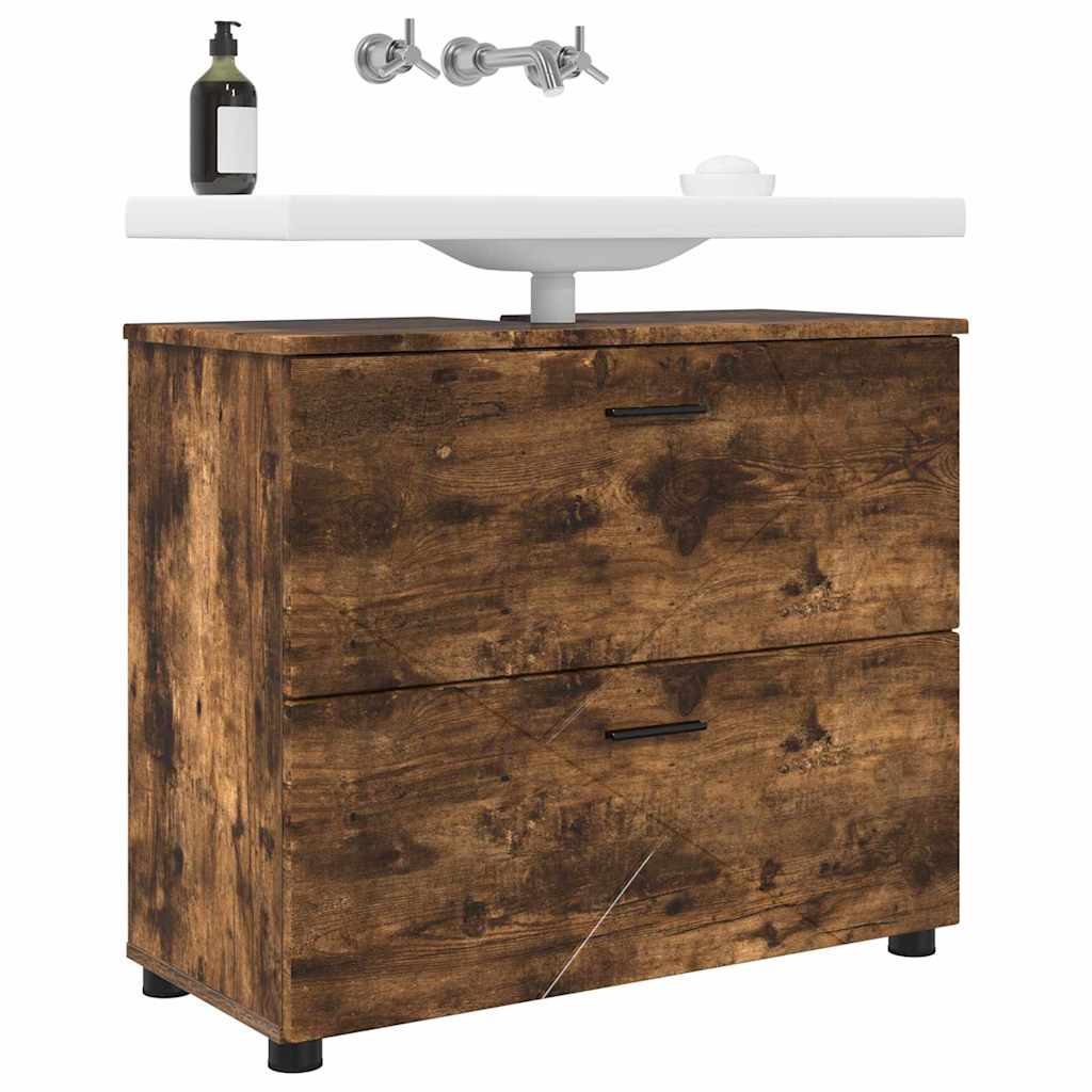 Baderomsskap Røkt eik 76,5 x 35 x 64 cm Konstruert tre & Metall