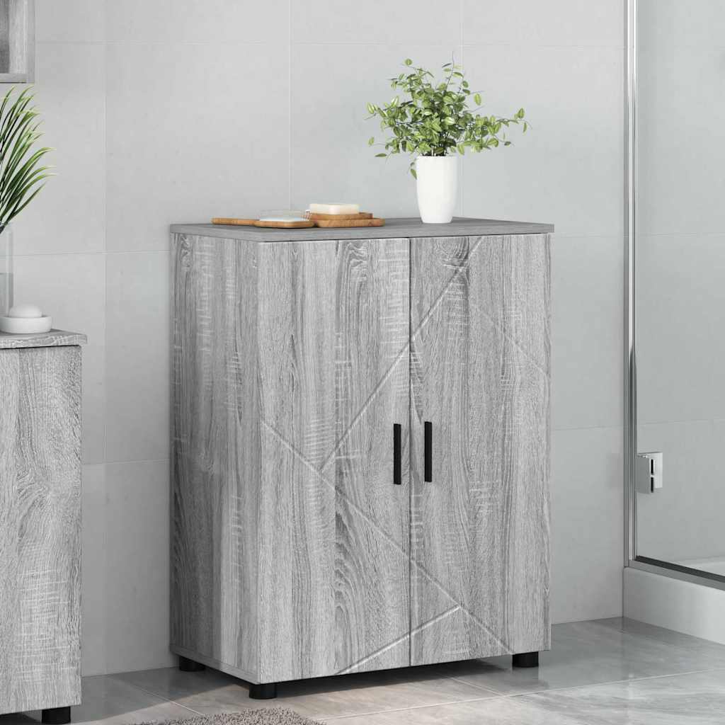 Baderomsskap Grå Sonoma 60 x 35 x 80 cm Konstruert tre & Metall