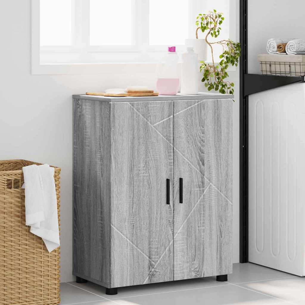 Baderomsskap Grå Sonoma 60 x 35 x 80 cm Konstruert tre & Metall