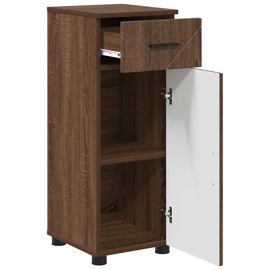 Baderomsskap Brun Eik 30 x 35 x 80 cm Konstruert tre & Metall