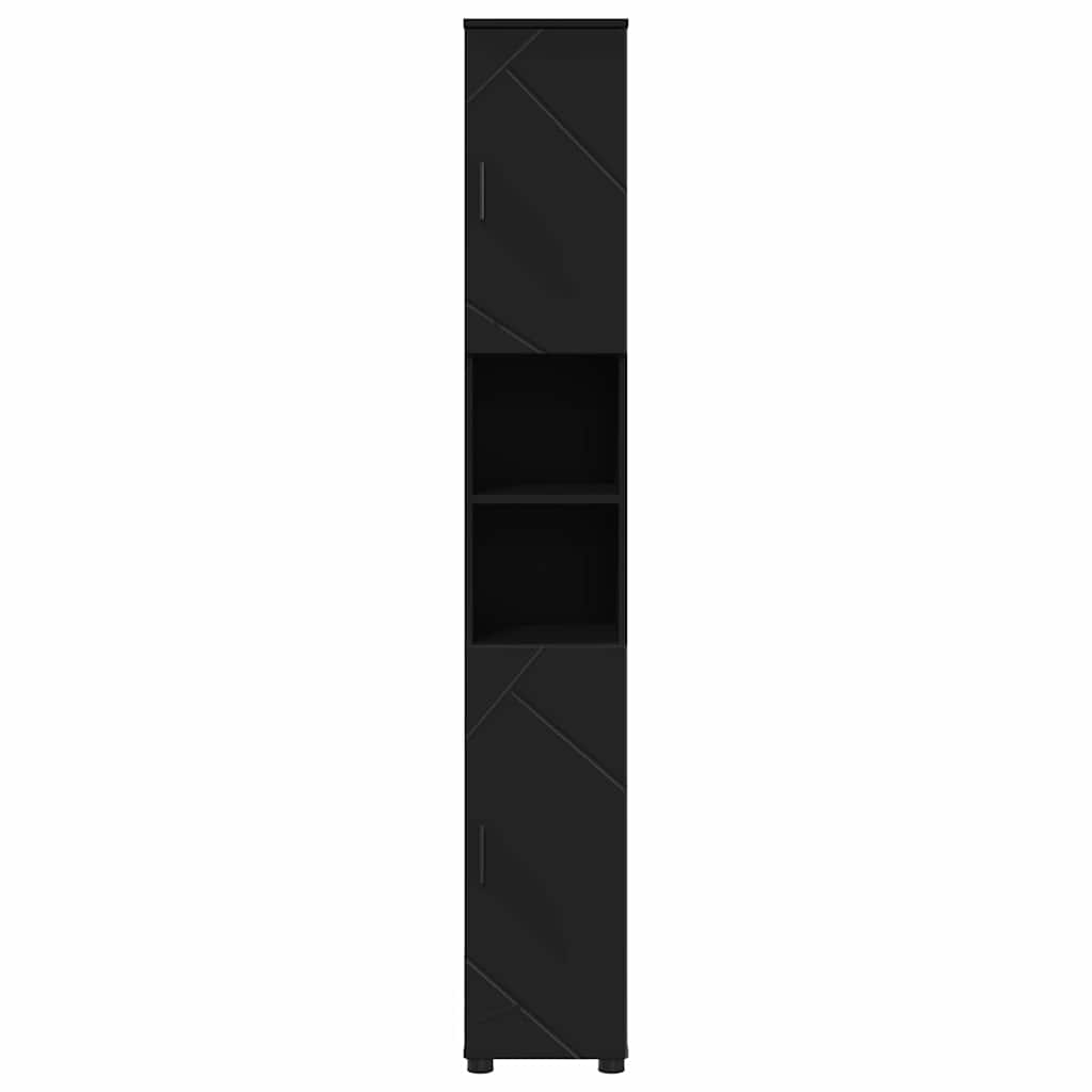 Baderomsskap Svart 30 x 35 x 192 cm Konstruert tre & Metall