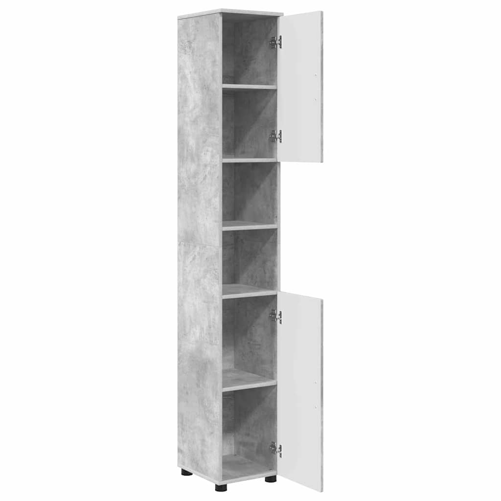 Baderomsskap Betonggrå 30 x 35 x 192 cm Konstruert tre & Metall