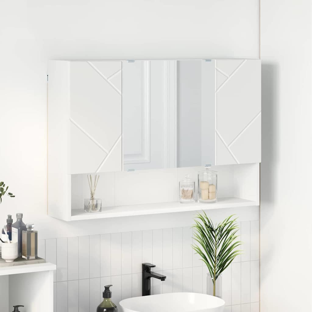 Speilskap Veggmontert Hvit 80 x 17 x 55 cm Konstruert tre