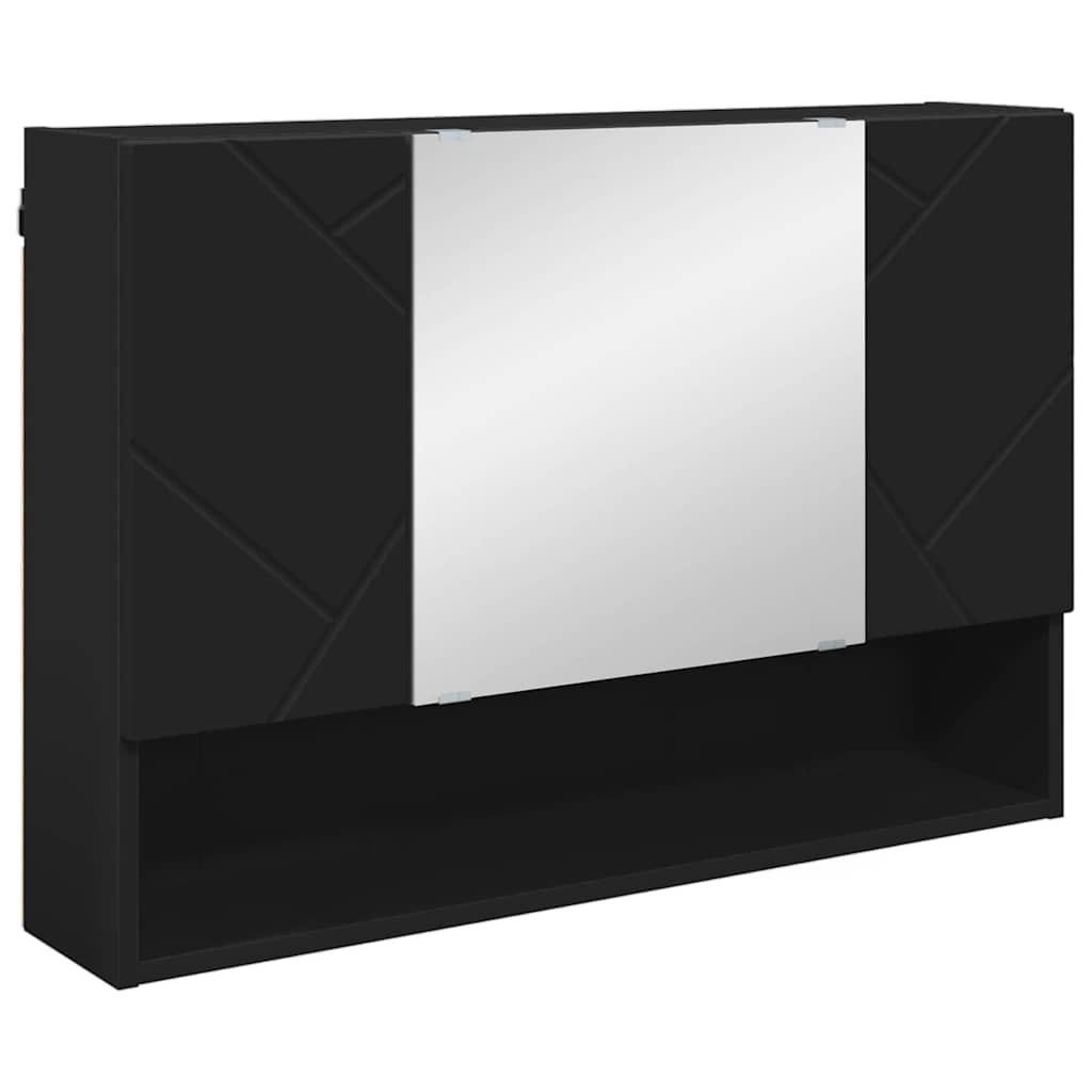 Speilskap Veggmontert Svart 80 x 17 x 55 cm Konstruert tre