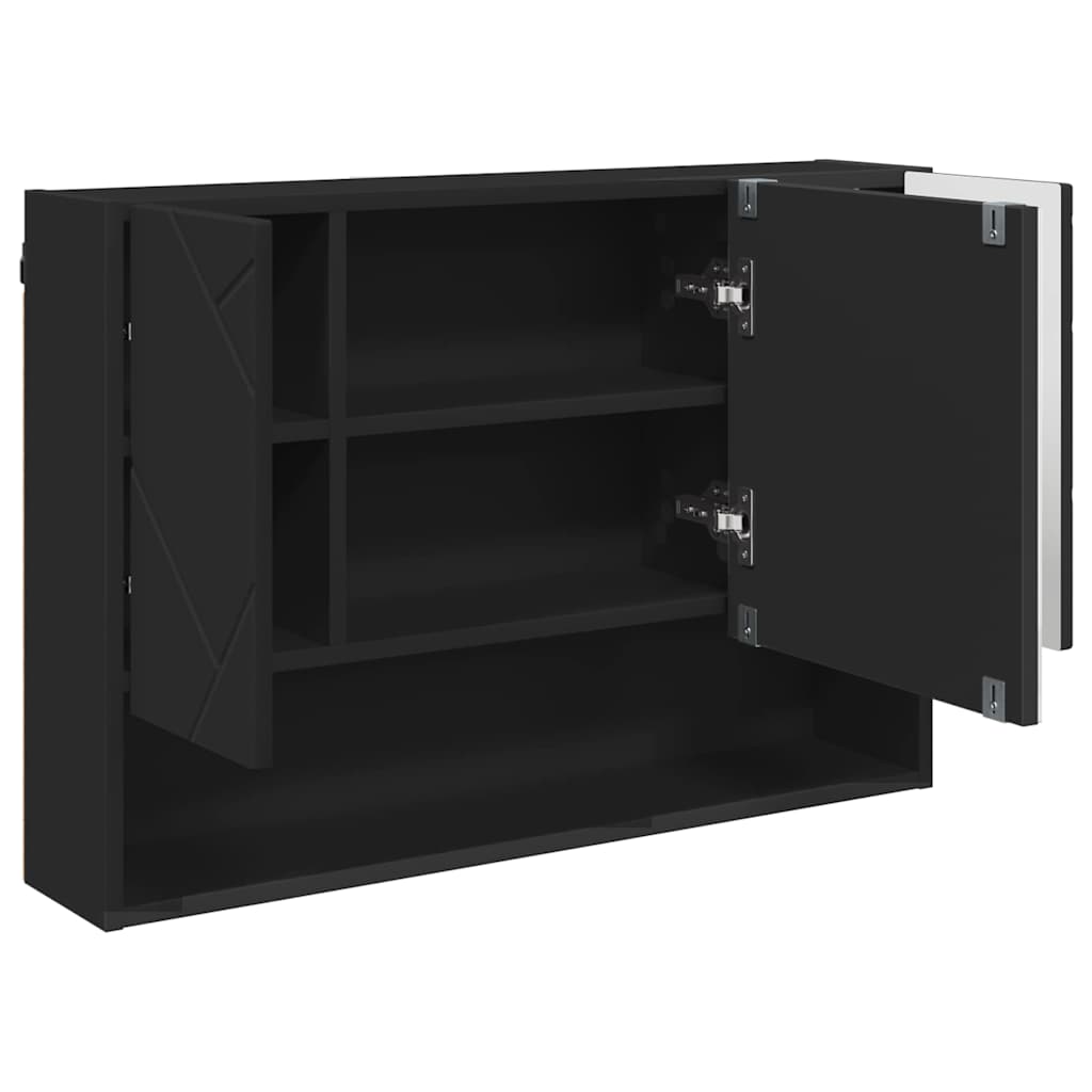 Speilskap Veggmontert Svart 80 x 17 x 55 cm Konstruert tre