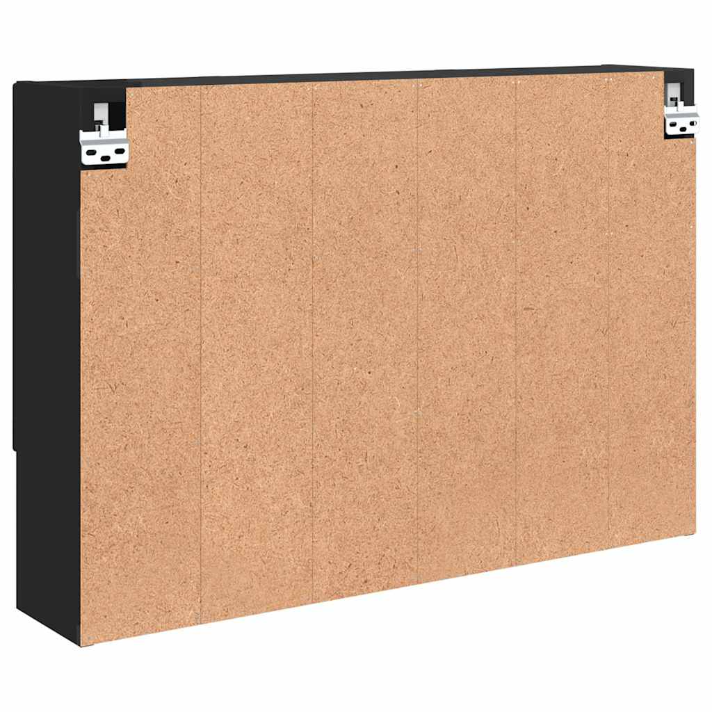 Speilskap Veggmontert Svart 80 x 17 x 55 cm Konstruert tre