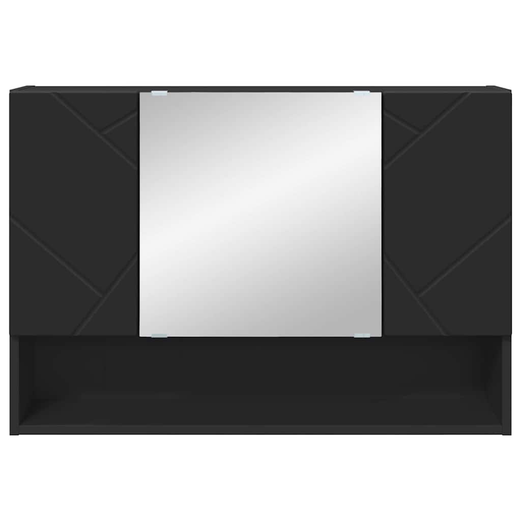 Speilskap Veggmontert Svart 80 x 17 x 55 cm Konstruert tre