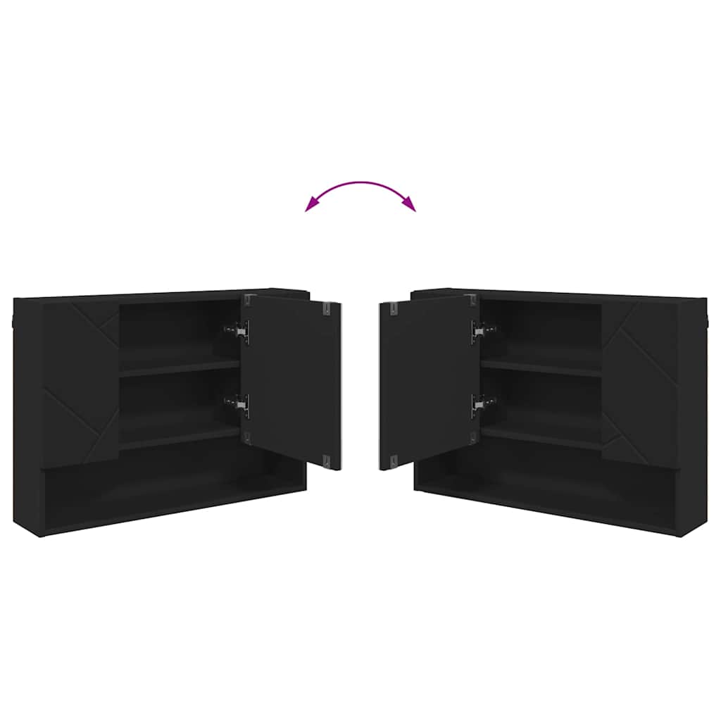 Speilskap Veggmontert Svart 80 x 17 x 55 cm Konstruert tre