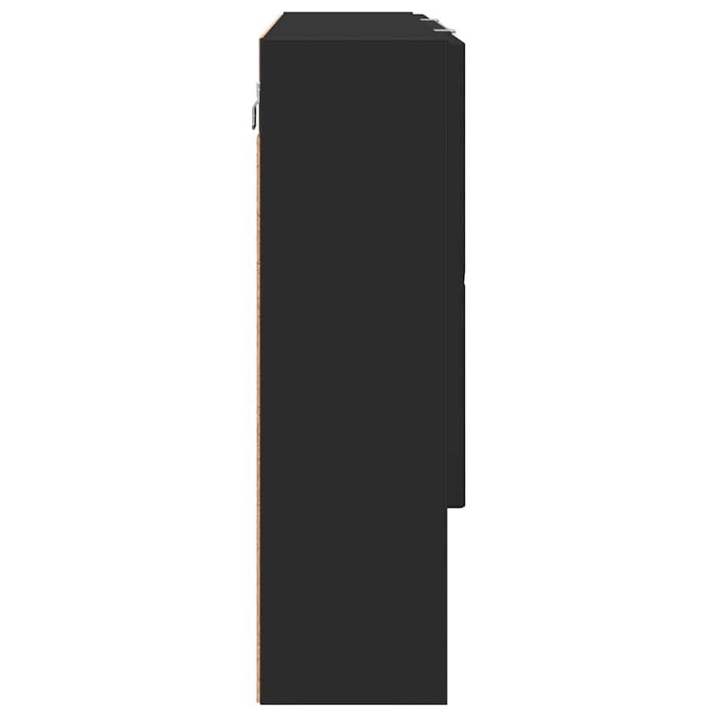 Speilskap Veggmontert Svart 80 x 17 x 55 cm Konstruert tre