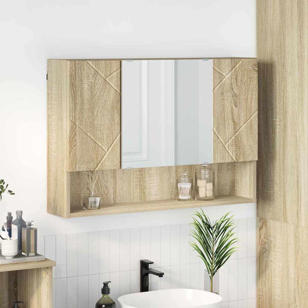 Speilskap Veggmontert Sonoma eik 80 x 17 x 55 cm Konstruert tre