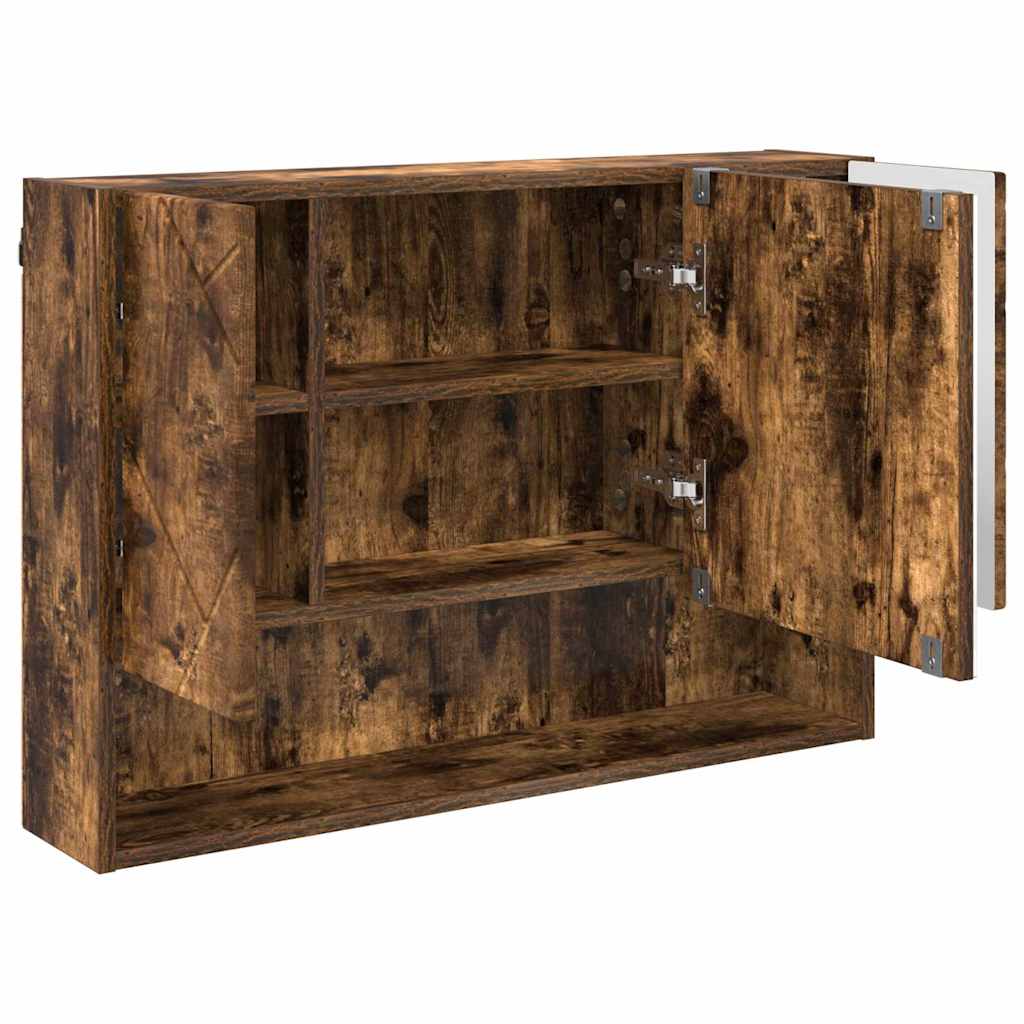 Speilskap Veggmontert Røkt eik 80 x 17 x 55 cm Konstruert tre