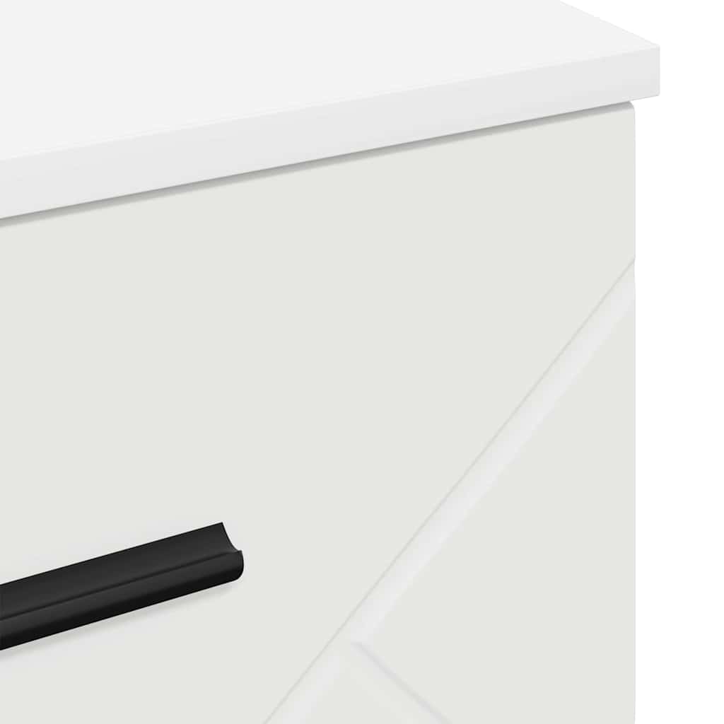 Nattbordskap med skuff Hvit 38 x 38 x 66 cm Konstruert tre