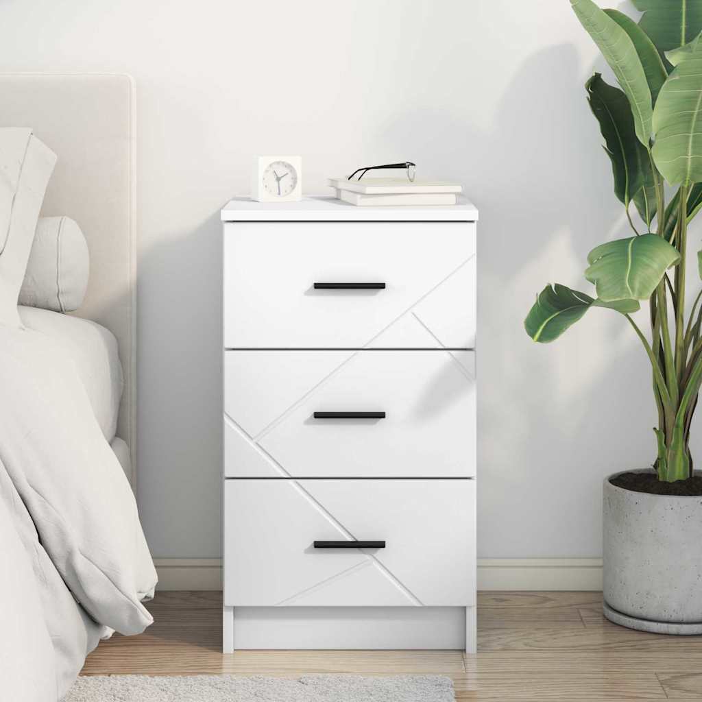 Nattbordskap med skuff Hvit 38 x 38 x 66 cm Konstruert tre