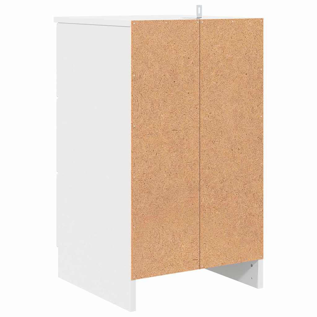 Nattbordskap med skuff Hvit 38 x 38 x 66 cm Konstruert tre