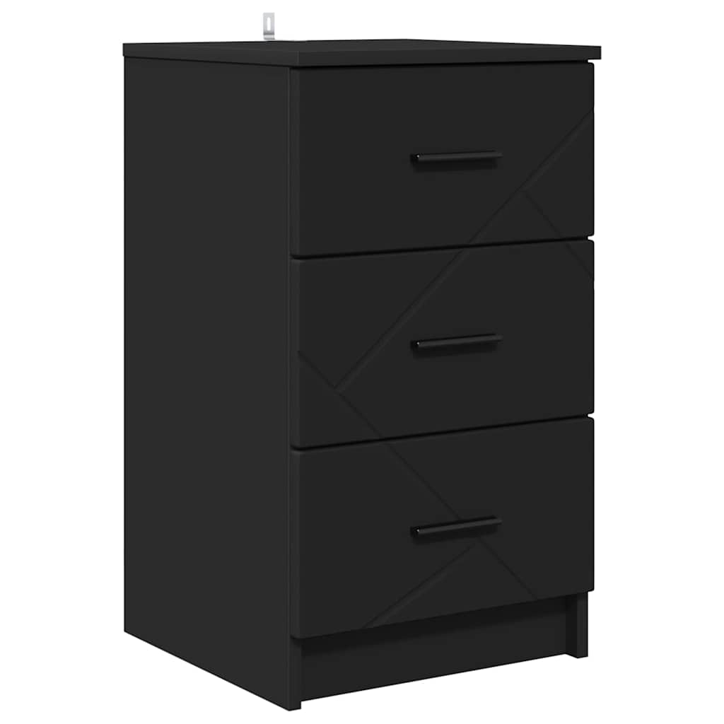 Nattbordskap med skuff Svart 38 x 38 x 66 cm Konstruert tre