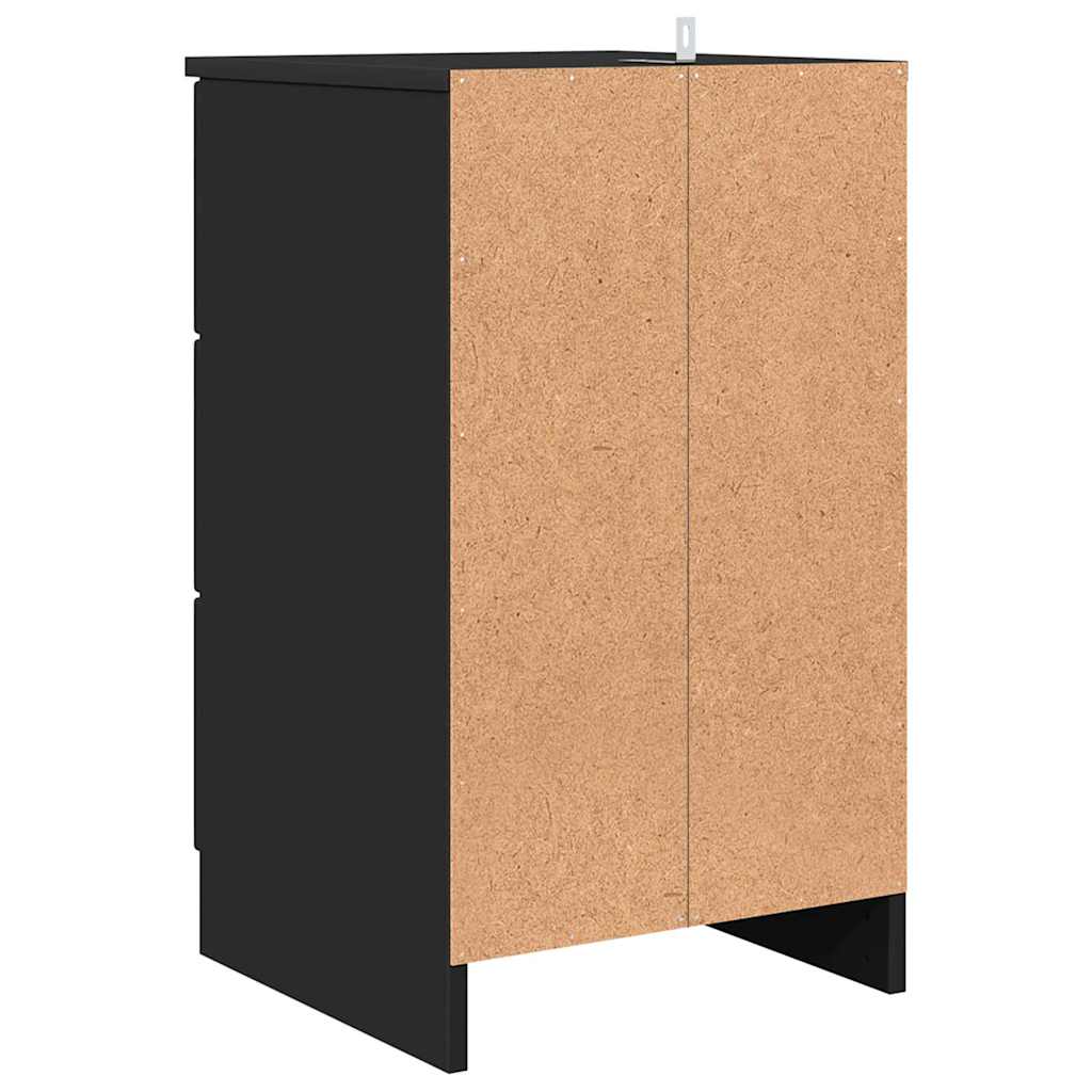 Nattbordskap med skuff Svart 38 x 38 x 66 cm Konstruert tre