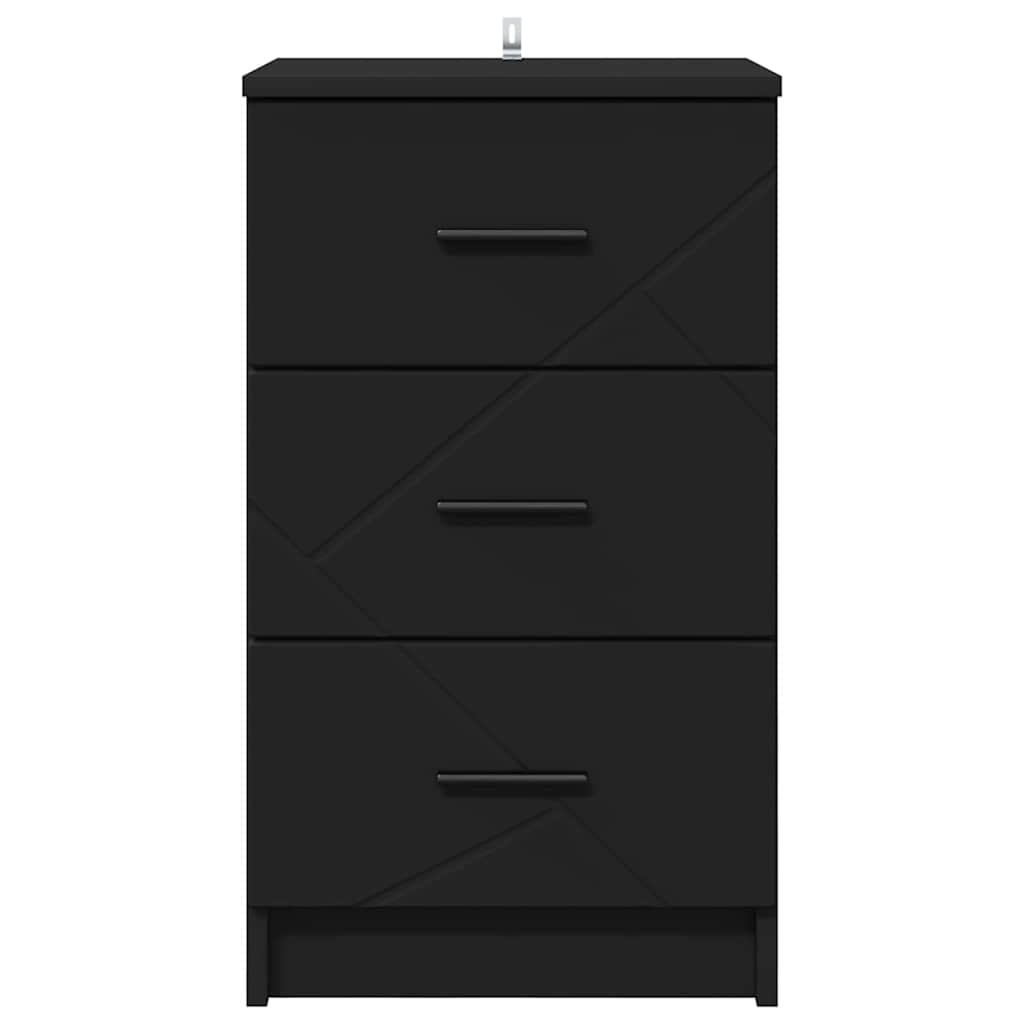 Nattbordskap med skuff Svart 38 x 38 x 66 cm Konstruert tre