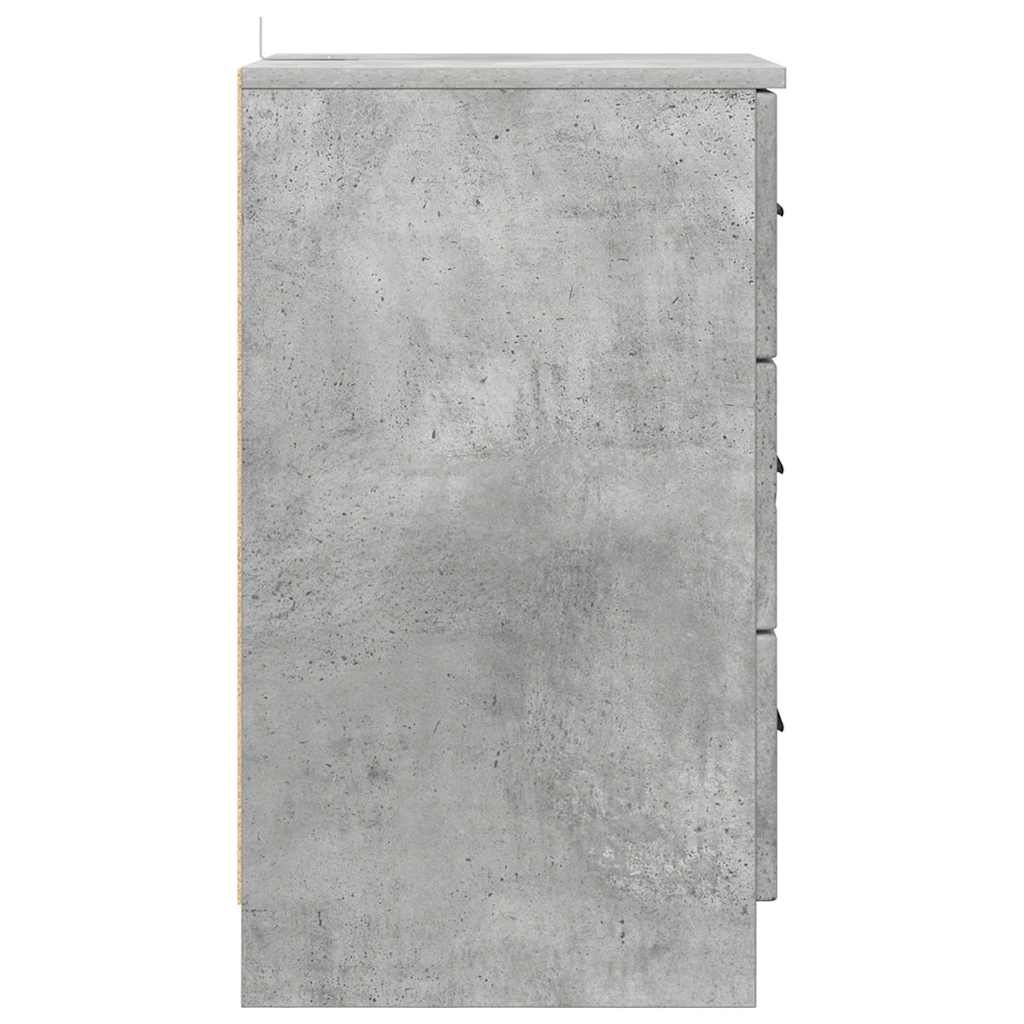 Nattbordskap med skuff Betonggrå 38 x 38 x 66 cm Konstruert tre
