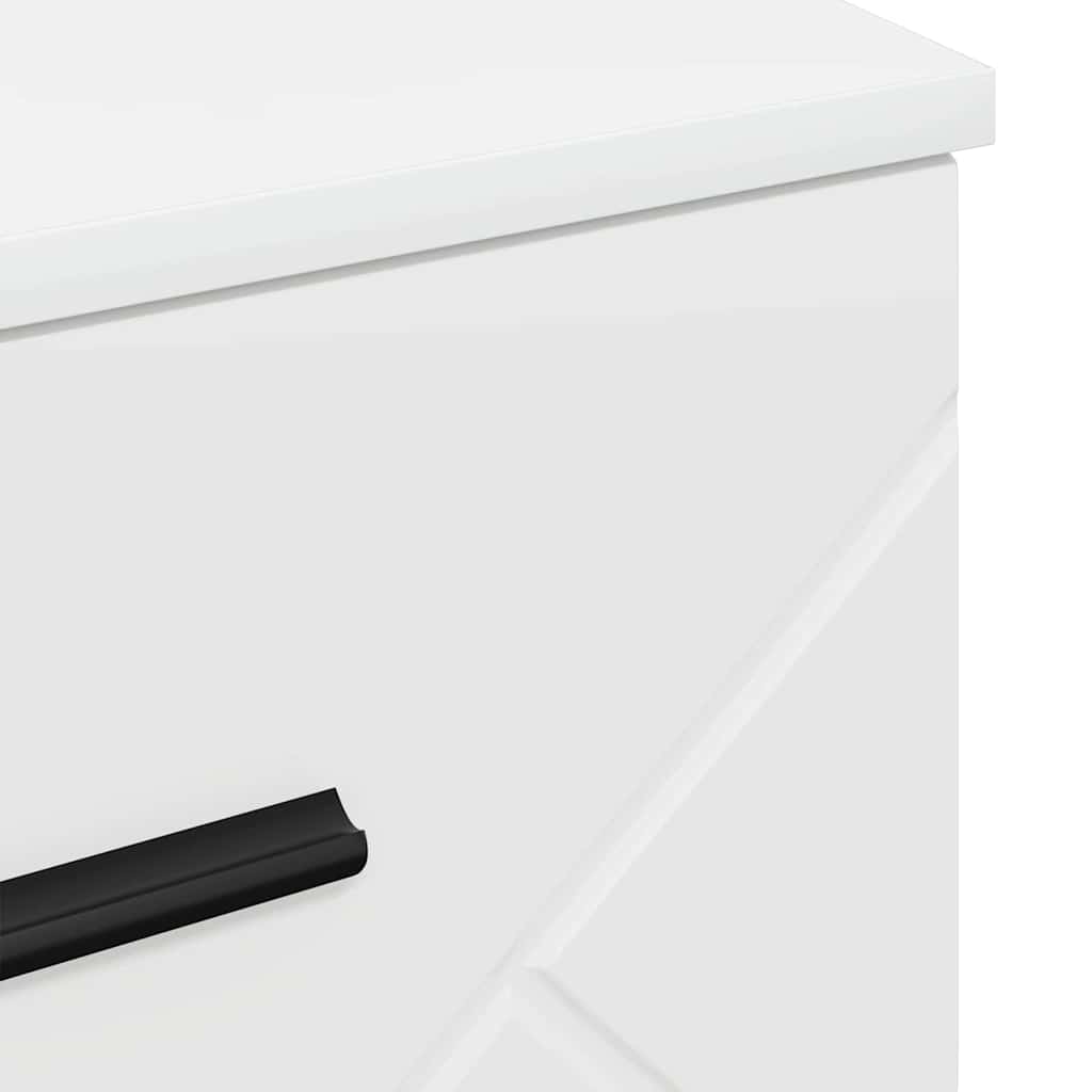 Nattbordskap Høyglans hvit 38 x 38 x 66 cm Konstruert tre
