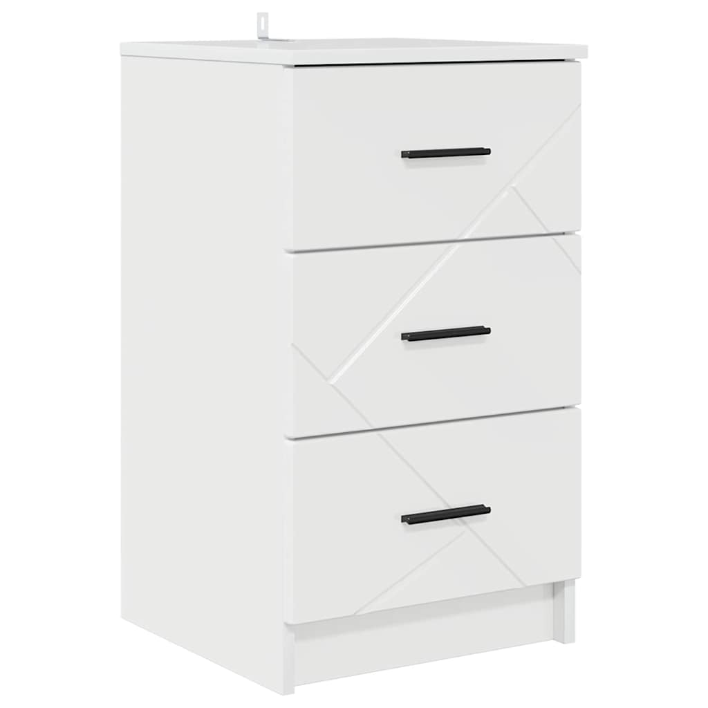 Nattbordskap Høyglans hvit 38 x 38 x 66 cm Konstruert tre
