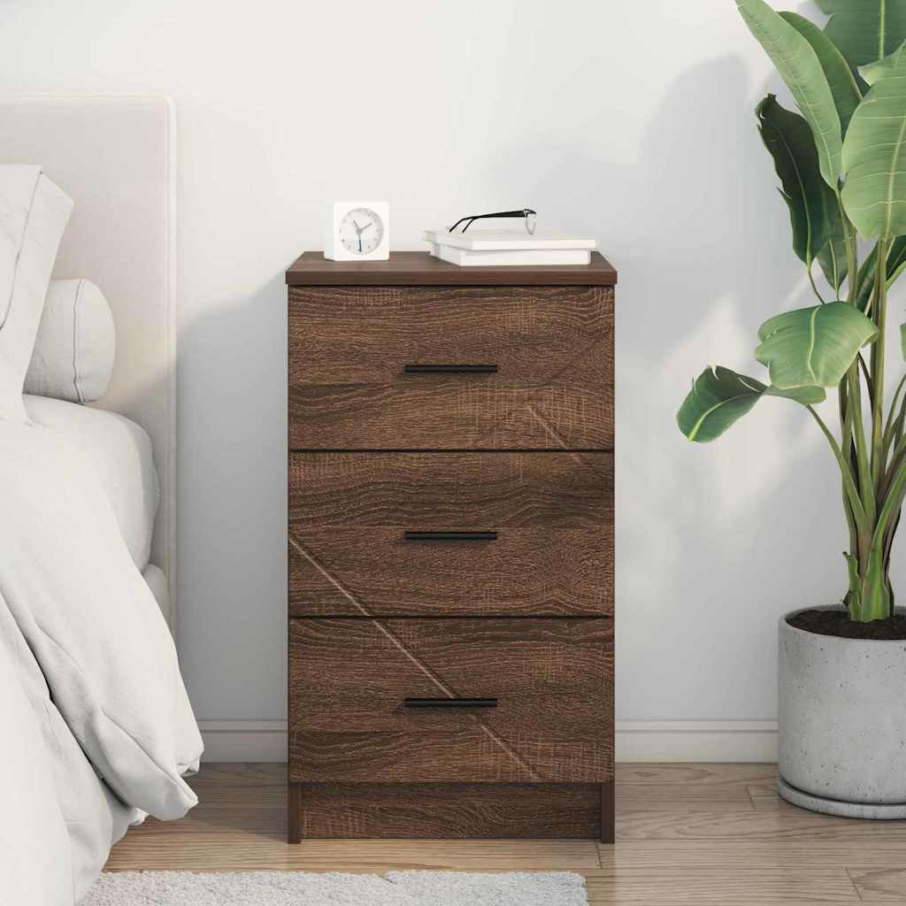 Nattbordskap med skuff brun eik 38 x 38 x 66 cm Konstruert tre vidaXL