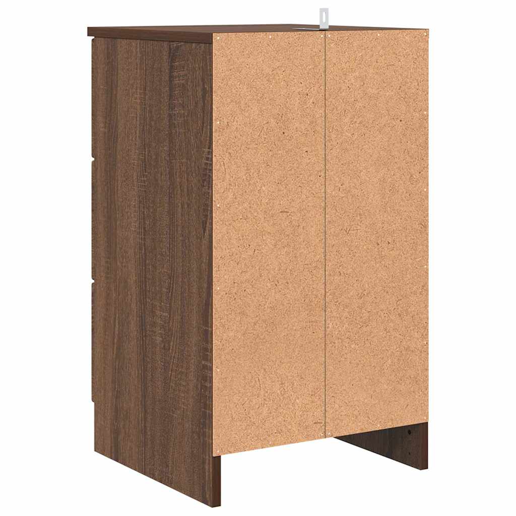 Nattbordskap med skuff brun eik 38 x 38 x 66 cm Konstruert tre vidaXL