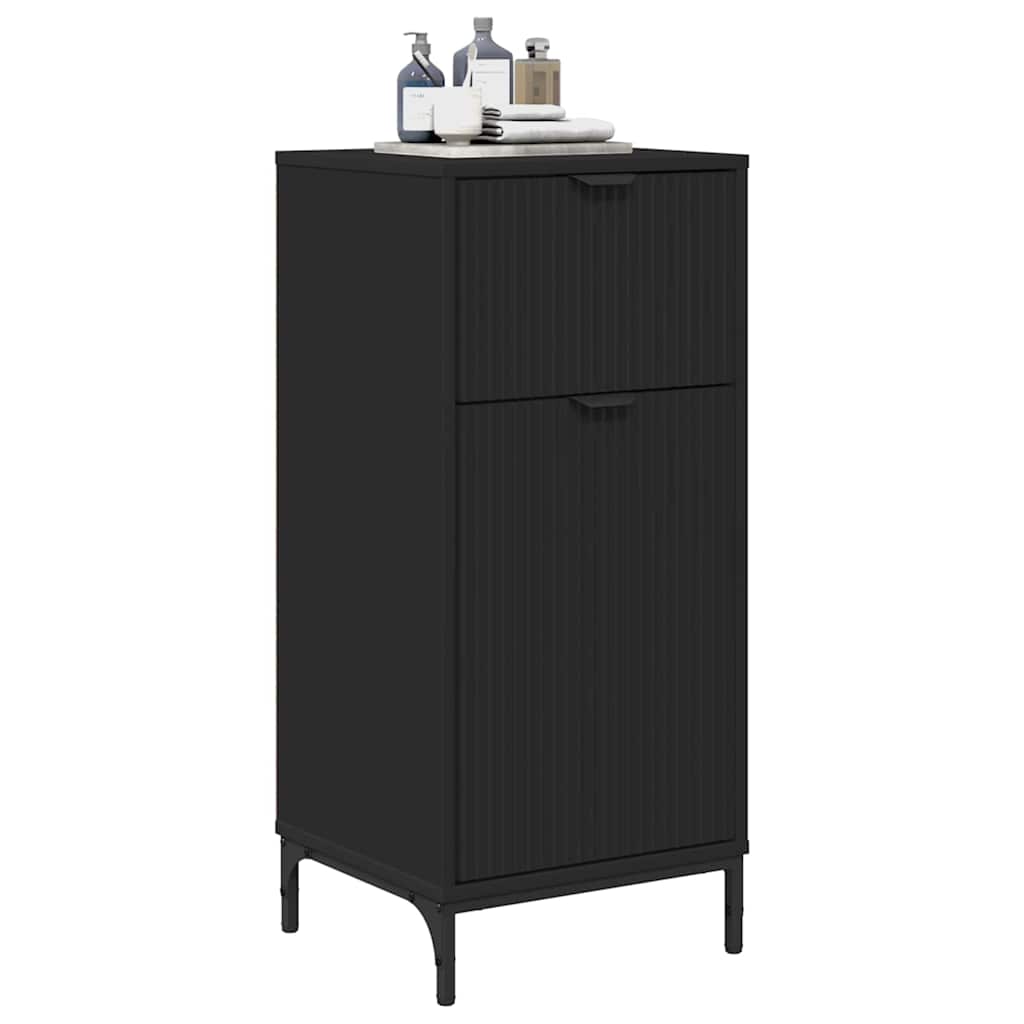 Baderomsskap Svart 39,5 x 36 x 88 cm Konstruert tre & Metall