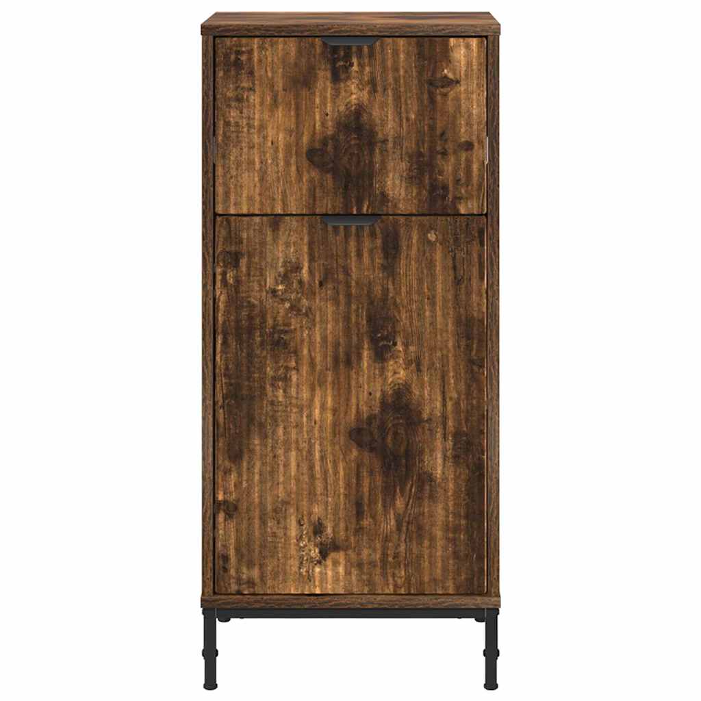 Baderomsskap Røkt eik 39,5 x 36 x 88 cm Konstruert tre & Metall
