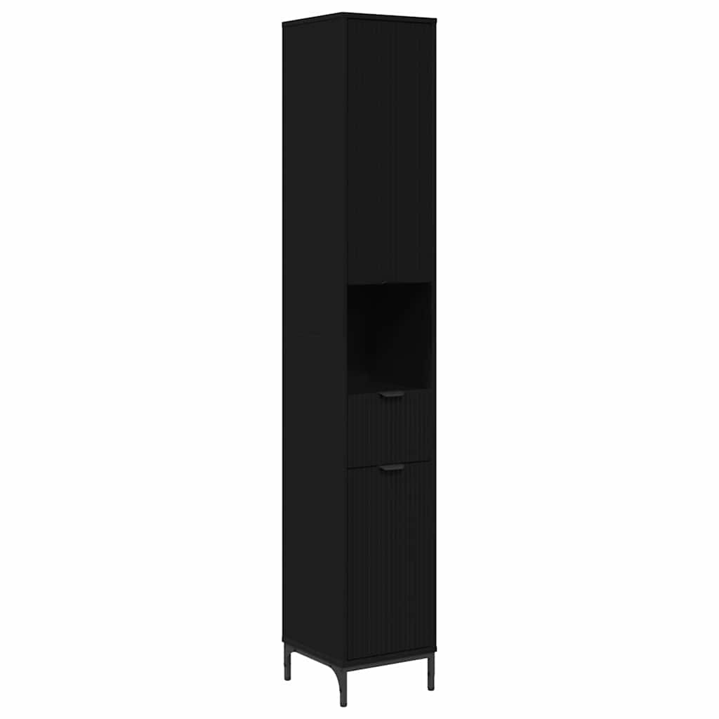 Baderomsskap Svart 31,5 x 33 x 190 cm Konstruert tre & Metall