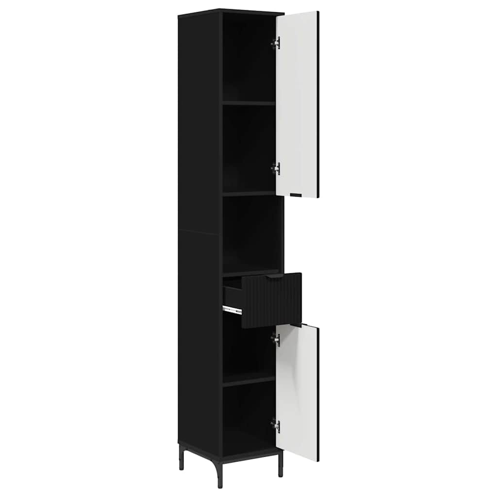 Baderomsskap Svart 31,5 x 33 x 190 cm Konstruert tre & Metall