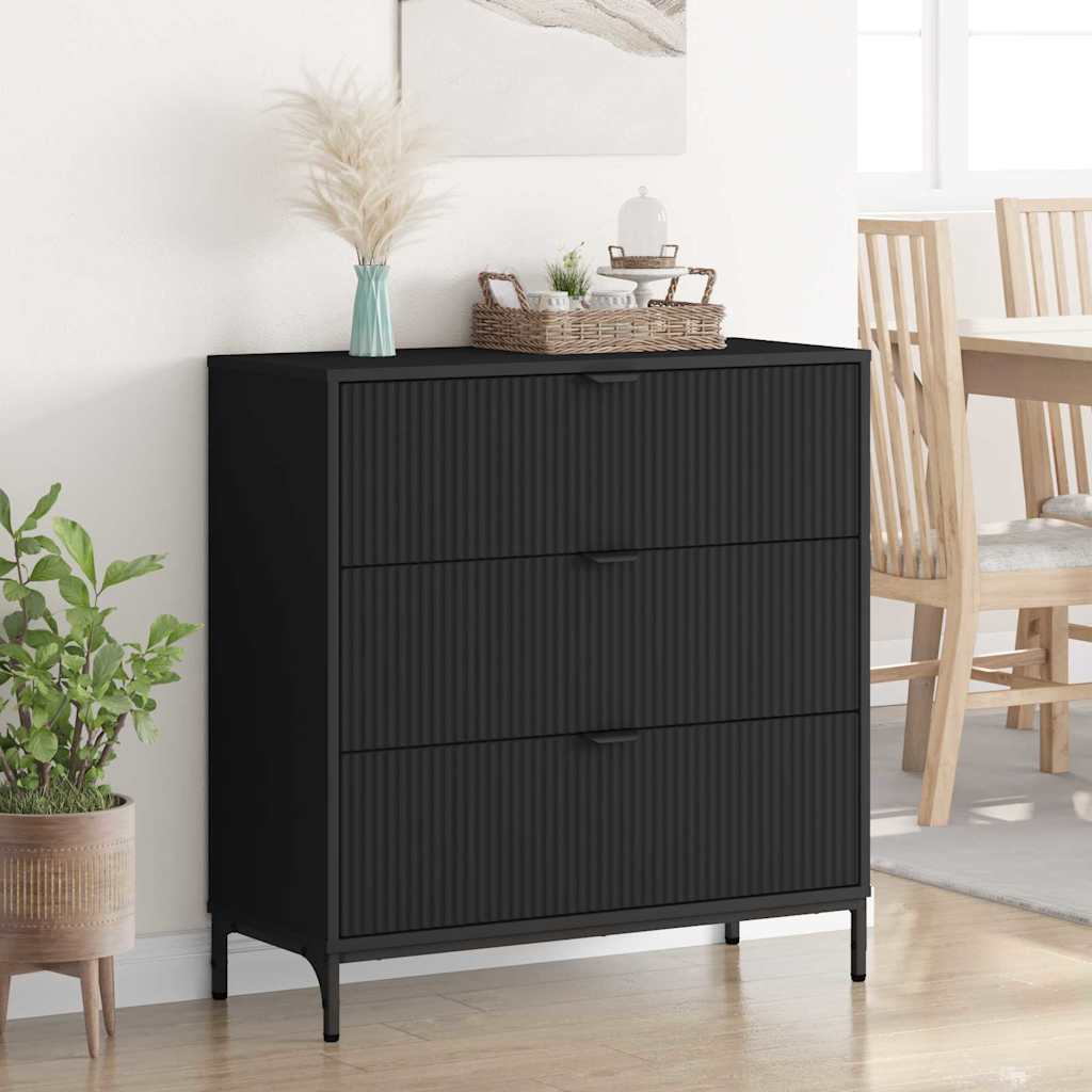 Serviesskap med skuff Svart 79,5 x 33 x 82 cm Konstruert tre