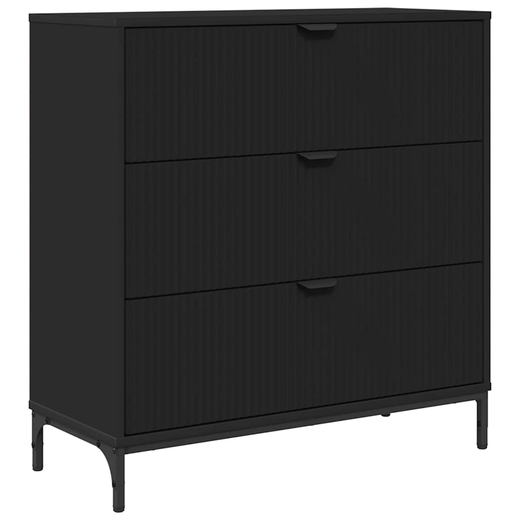 Serviesskap med skuff Svart 79,5 x 33 x 82 cm Konstruert tre