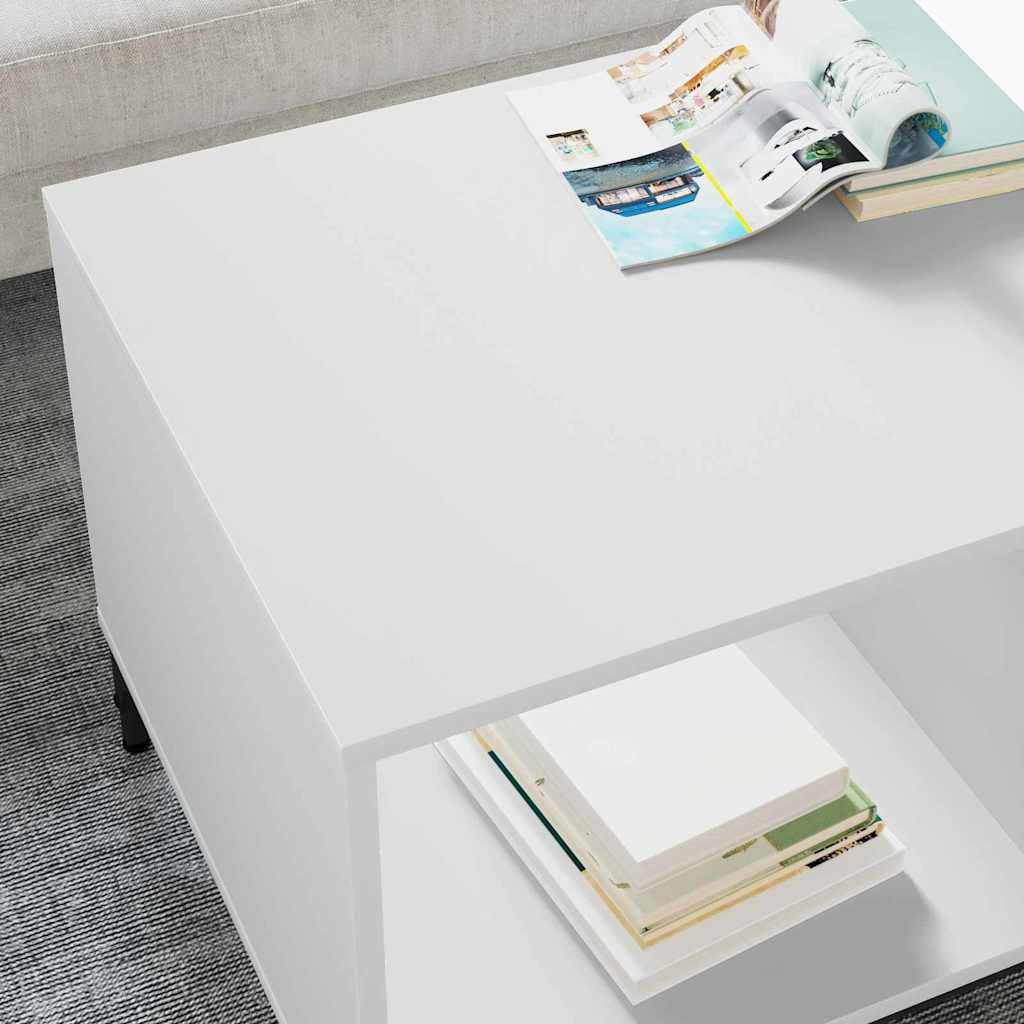 Kaffebord med skuff Hvit 90 x 49 x 46 cm Konstruert tre