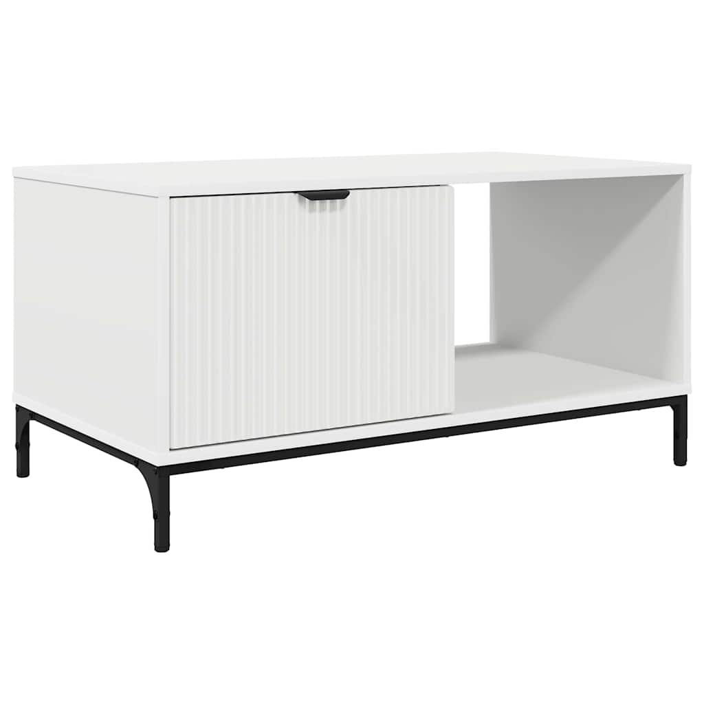 Kaffebord med skuff Hvit 90 x 49 x 46 cm Konstruert tre