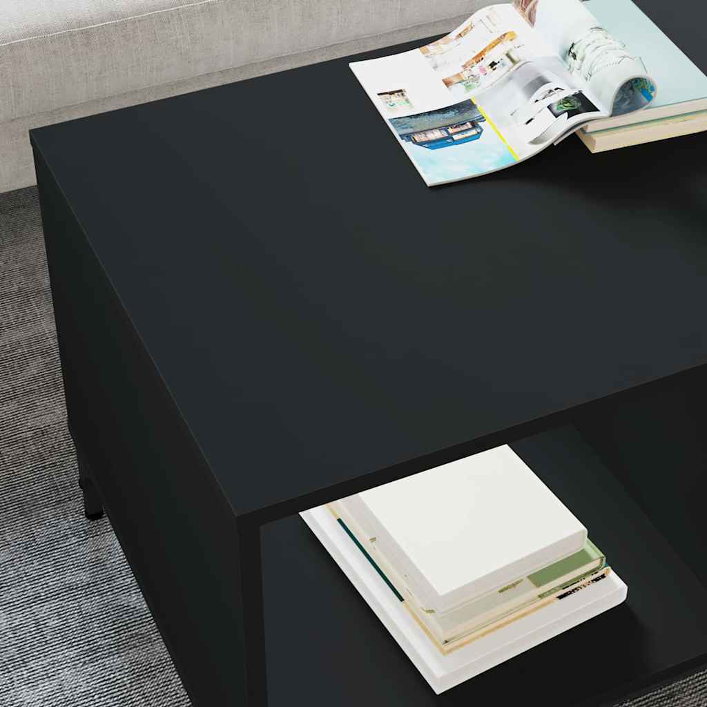 Kaffebord med skuff Svart Eik 90 x 49 x 46 cm Konstruert tre